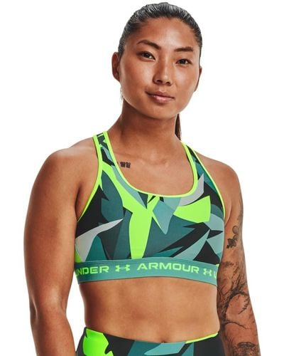 Under Armour Crossback Mid Printed Bra - Green