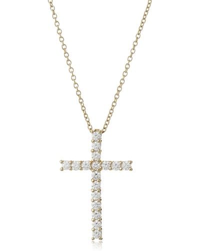 Amazon Essentials Yellow-gold Plated Sterling Silver Cross Pendant Necklace Set With Infinite Elements Cubic Zirconia - White