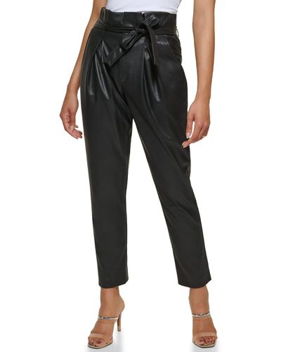 DKNY High Tie Waist Cold Weather Formal Pants - Black