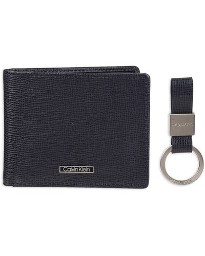 Calvin Klein Rfid Blocking Leather Bifold Wallet - Blue