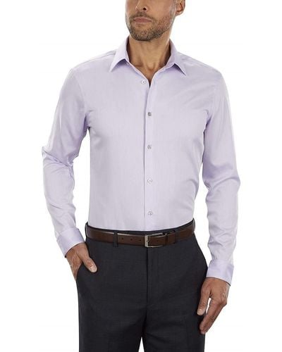 Calvin Klein Dress Shirt Slim Fit Non Iron Herringbone - Purple
