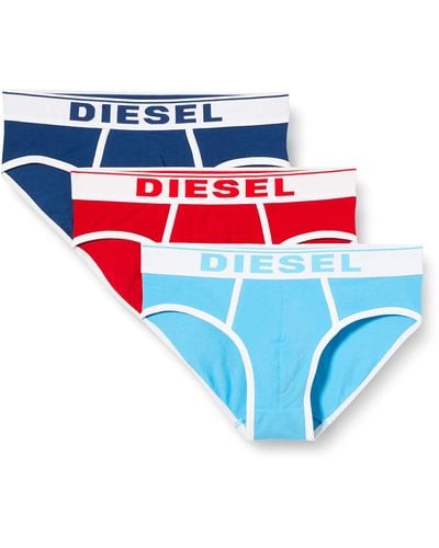 DIESEL 3 Pack Briefs With Contrasting Waistband - Blue
