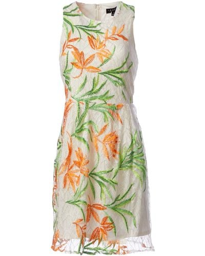 Laundry by Shelli Segal Floral Embroidered A-line Dress - Green