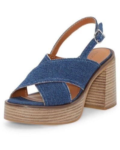 Lucky Brand Delmie Backstrap High Heel Sandal Heeled - Blue