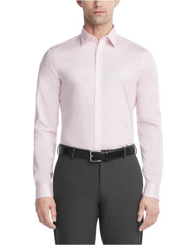 Calvin Klein Dress Shirt Slim Fit Herringbone Stretch - Multicolor