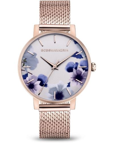 BCBGMAXAZRIA Floral Dial Watch - Blue