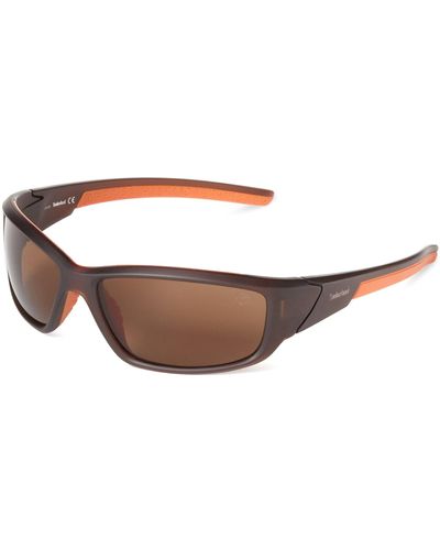 Timberland Tb9049sw6249h Polarized Wrap Sunglasses - Brown
