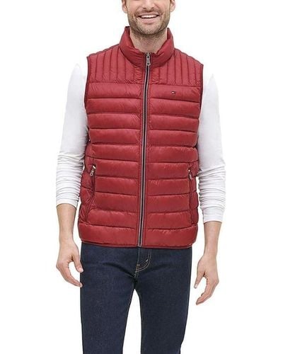 Tommy Hilfiger Lightweight Ultra Loft Quilted Puffer Vest - Red
