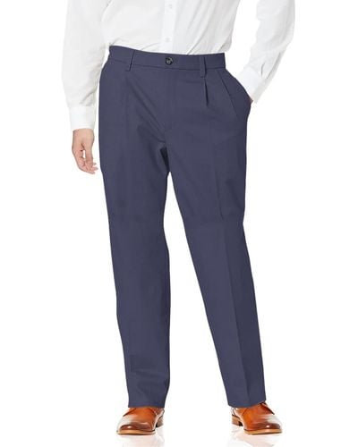 Dockers Men's Relaxed Fit Signature Khaki Lux Cotton Stretch Pants - Pleated, Navy, 40w X 36l - Blue
