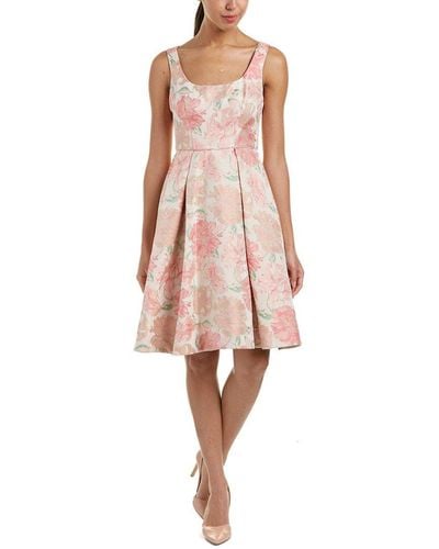 Maggy London Jacquard Bloom Fit And Flare - Pink
