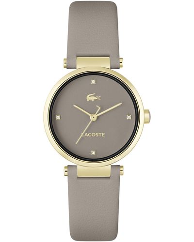 Lacoste Orba 3h Quartz Water-resistant Fashion Watch With Taupe Leather Strap - Gray