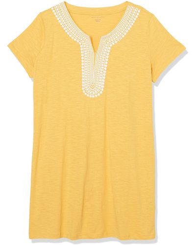 Tommy Hilfiger Notch Collar Casual Short Sleeve Everyday - Yellow