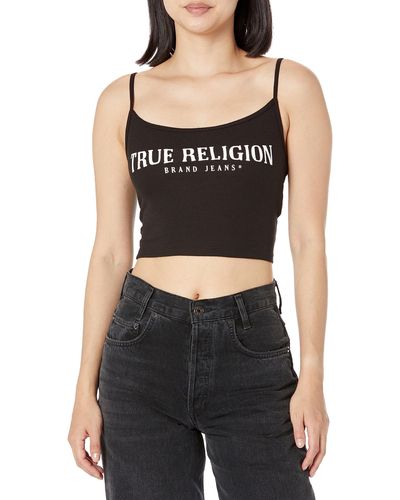 True Religion Arched Logo Crop Cami - Black