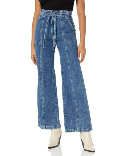 Hudson Jeans Jeans Tie Waist Wide Leg Trouser - Blue