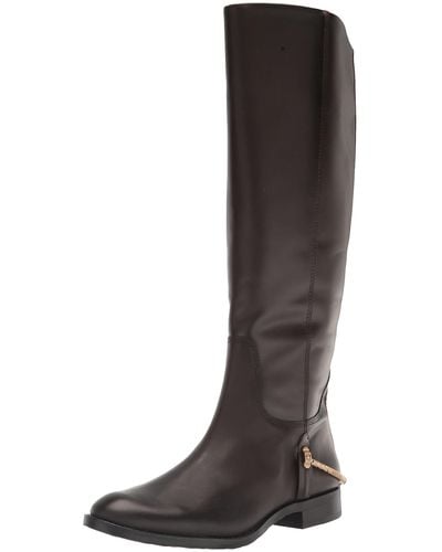 Franco Sarto Sarto S Lindy Knee High Boot Dark Brown Leather 6.5 M - Black