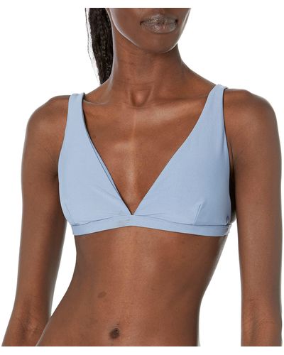 Volcom Standard Simply Seamless Halter Swimsuit Bikini Top - Blue