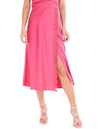 Guess Bianca Lace Midi Skirt - Pink