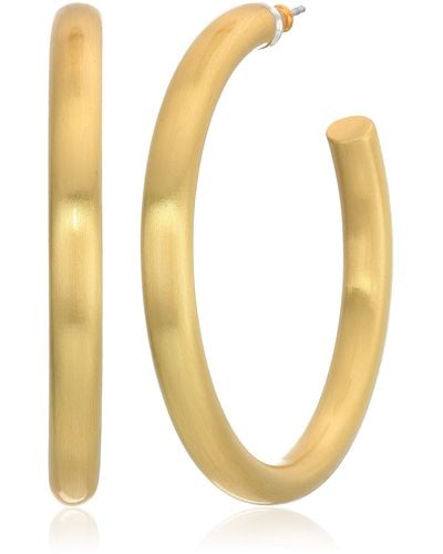 Lucky Brand Gold Large Tubular Hoop Earrings - Metallic