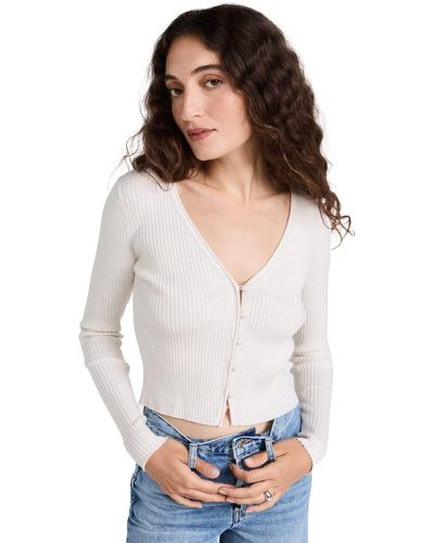 Rebecca Taylor Rib Merino Cropped Cardigan - White