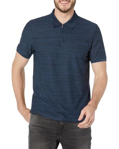 Kenneth Cole Slim Fit Knit Zip Polo - Blue