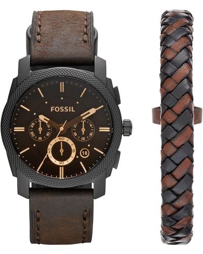 Fossil Chronograph Quartz Watch With Leather Strap Ch2564 - Black