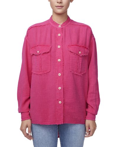 Buffalo David Bitton Taylee Oversized Long Sleeve Button Down Shirt - Pink