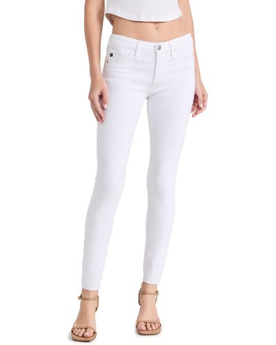 AG Jeans The Legging Ankle With Raw Hem - White