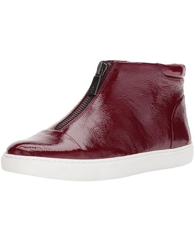 Kenneth Cole Kayla High Top Front Zip Sneaker Patent Fashion - Red