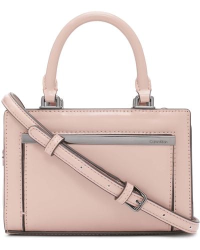 Calvin Klein Astrid Triple Compartment Organizational Mini Satchel Crossbody - Pink