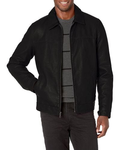 Tommy Hilfiger Mens Classic Faux Leather Jacket - Black