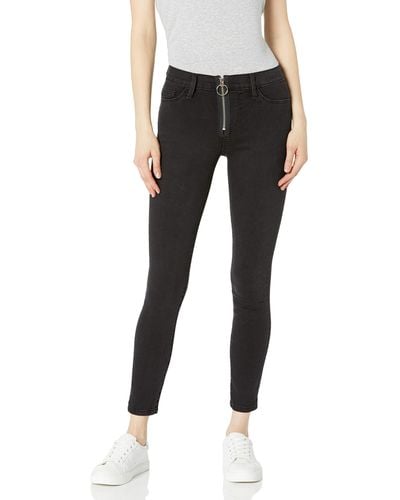 Siwy Olga Mid Rise Front Zip Skinny Jeans In Black Mirror