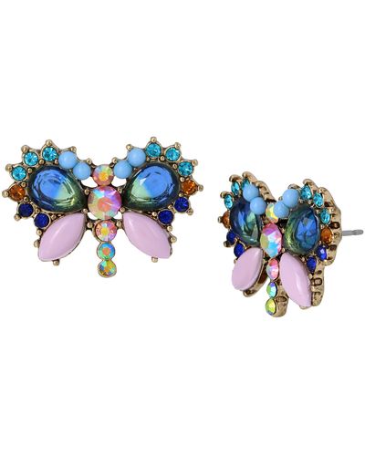 Betsey Johnson Butterfly Stud Earrings - Blue