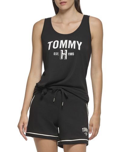 Tommy Hilfiger Printed Graphic On Chest Casual Basic Tank - Black