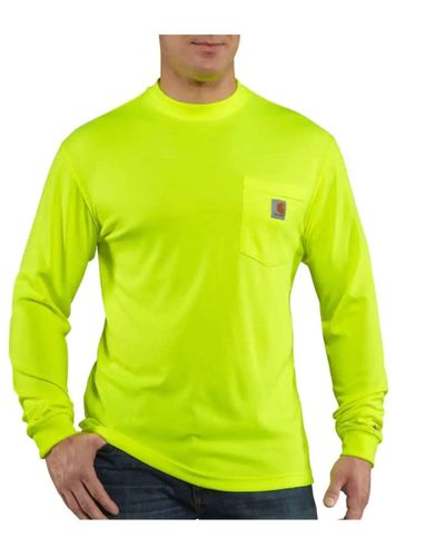Carhartt Mens High-visibility Force Relaxed Fit Lightweight Color Enhanced Long-sleeve Pocket T-shirt Work Utility T Shirt - Yellow