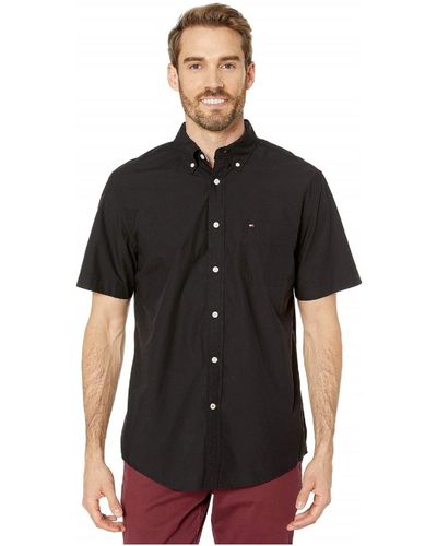 Tommy Hilfiger Short Sleeve Button Down Shirt Classic Fit - Black