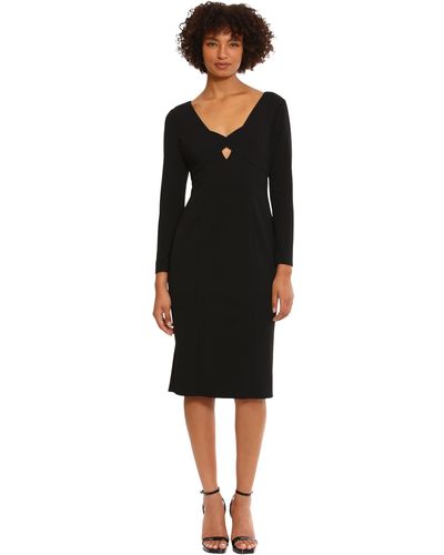 Donna Morgan Cut Out Neckline Crepe Dress Event Occasion Party Date Night Out Guest Of - Black
