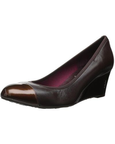 French Sole Juggle Wedge Pump,brown Patent Nappa,6.5 M Us - Black
