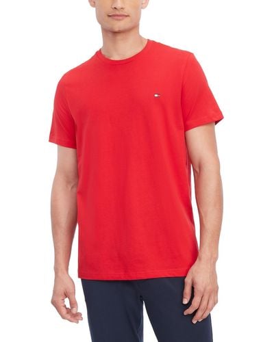 Tommy Hilfiger Mens Flag Crew Neck Tee Pajama Top - Red