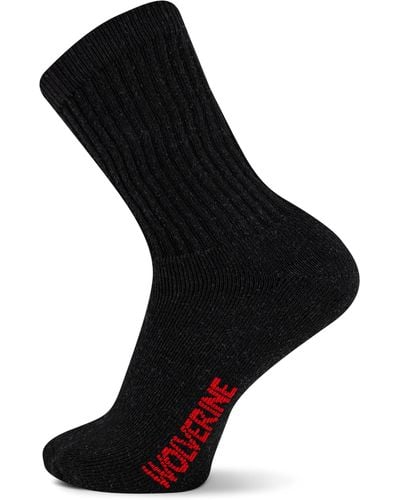 Wolverine S 4 Pack Rib Stay Up Top Band Socks Boot Crew - Black
