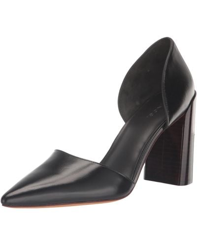 Vince S Prim Pointed Toe Stacked Heel Pump Black Leather 10 M