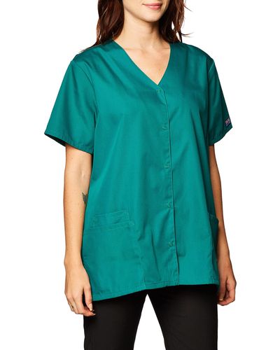 CHEROKEE Scrubs For Workwear Originals Snap Front Top Plus Size 4770 - Green
