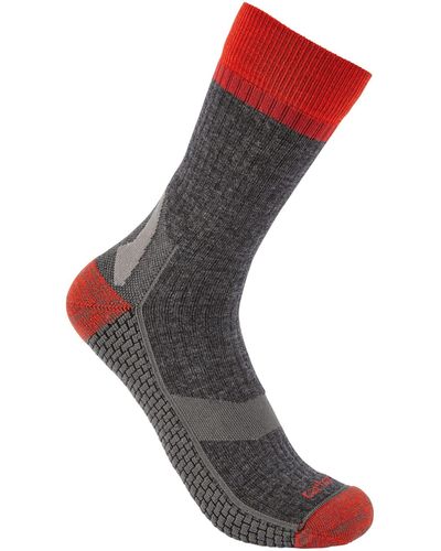 Carhartt Force Grid Midweight Synthetic-merino Wool Blend Crew Sock - Red