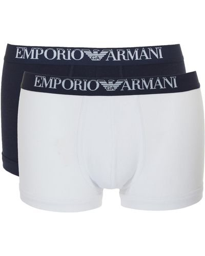 Emporio Armani Ribbed Stretch Cotton 2-pack Trunk - Blue