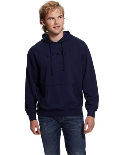 Guess Finch Terry Washed Hoody - Blue