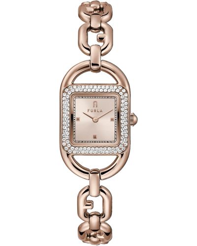 Furla Stainless Steel Rose Gold Tone Bracelet Watch - Metallic