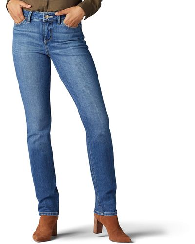Lee Jeans Petite Secretly Shapes Regular Fit Straight Leg Jeans - Blau