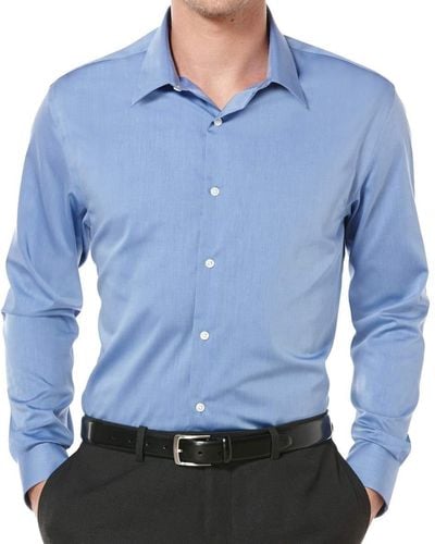 Perry Ellis 's Twill Long Sleeve Dress Shirt - Blue