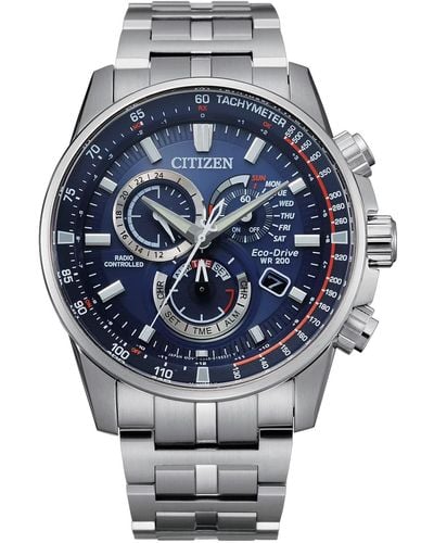 Citizen Eco-drive Sport Luxury Pcat Chronograph Watch In Stainless Steel - Metallic