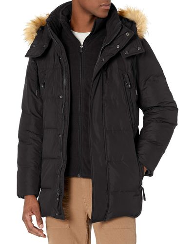 Marc New York Marc New York Conway Hooded Matte Shell Parka Jacket With Removable Faux Fur - Black