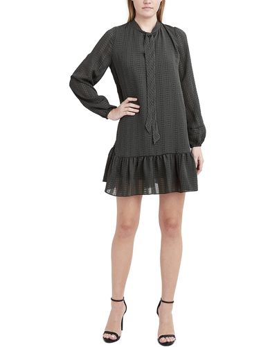 BCBGeneration Long Sleeve Mini Dress With Ruffle Hem - Black